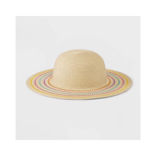 Straw Stripes Floppy Hat قبعة قش