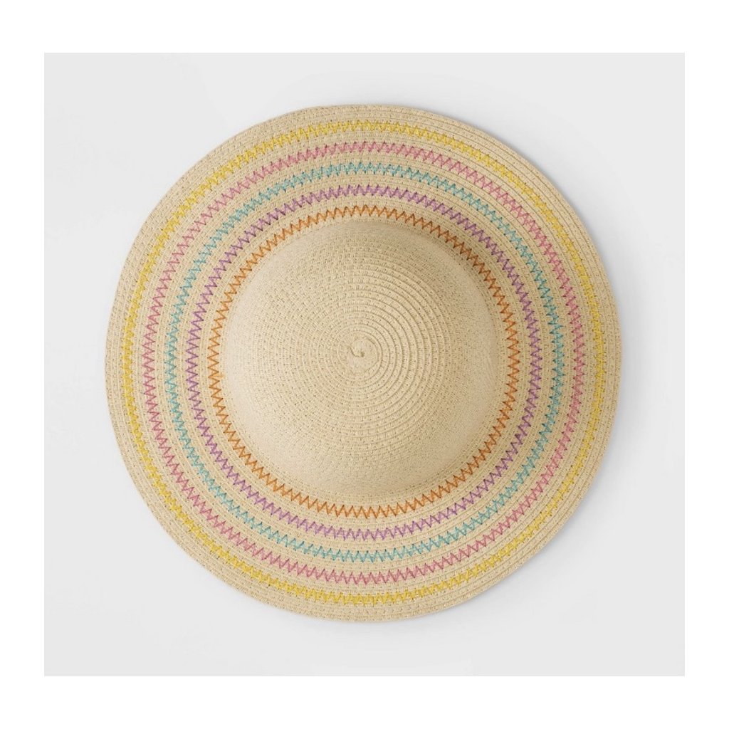 Straw Stripes Floppy Hat قبعة قش