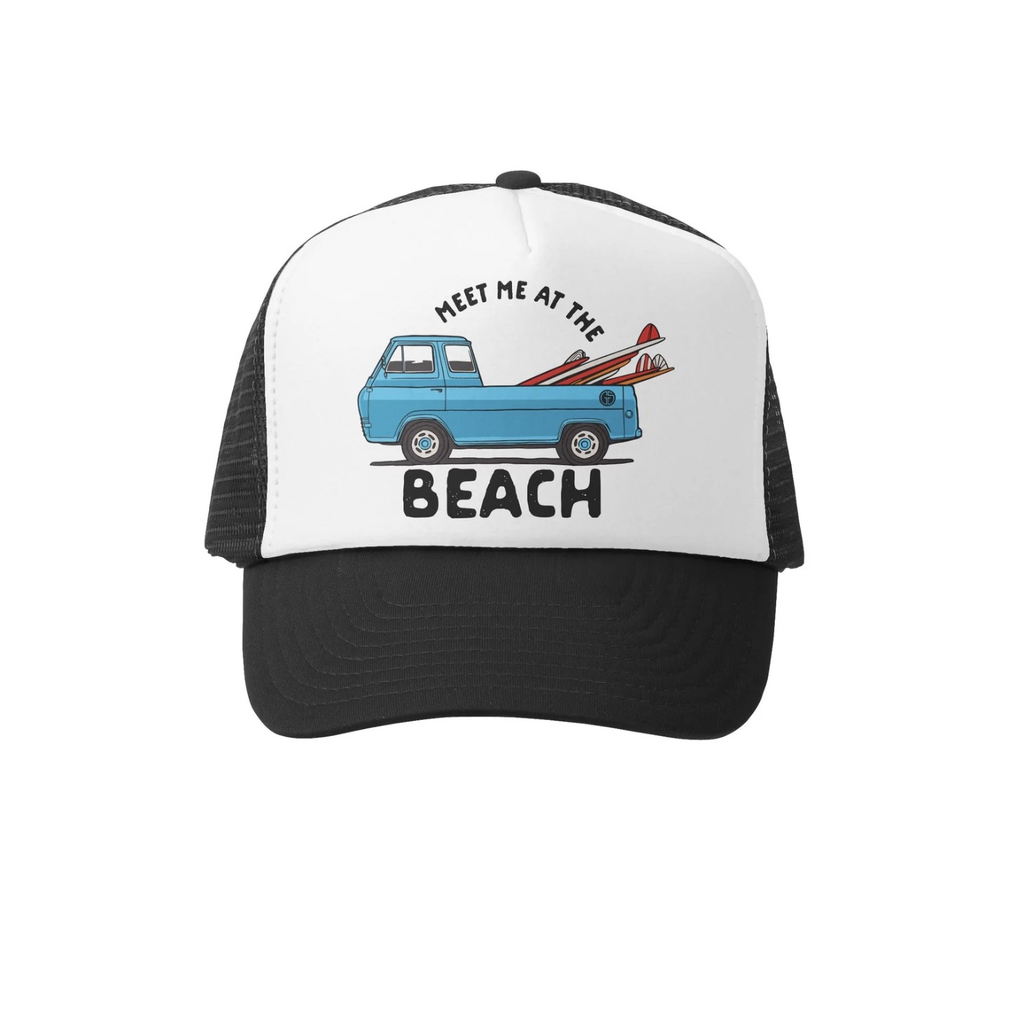 Meet Me At The Beach B/W قبعة لون أسود