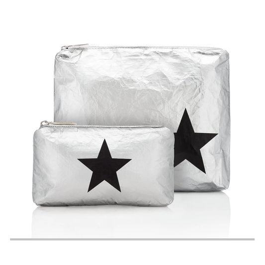 Silver 3 Pcs Silver w/ Black Star Bags
