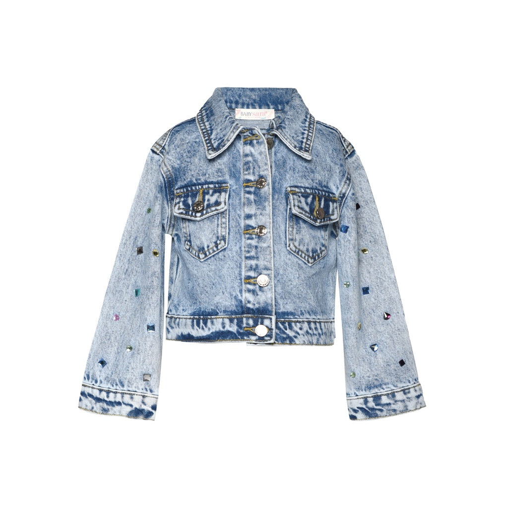 Denim Jacket W/ Stones & Jeans Set طقم جاكيت وبنطلون جينز
