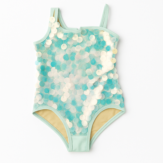 Mint Green Sequin 1 Shldr Swimsuit ملابس سباحة
