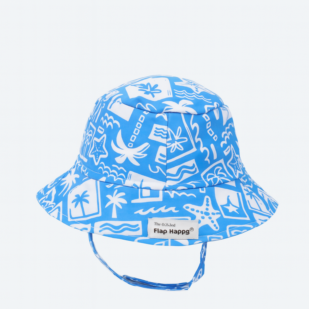 Seaside Palms Bucket Hat قبعة لون أزرق