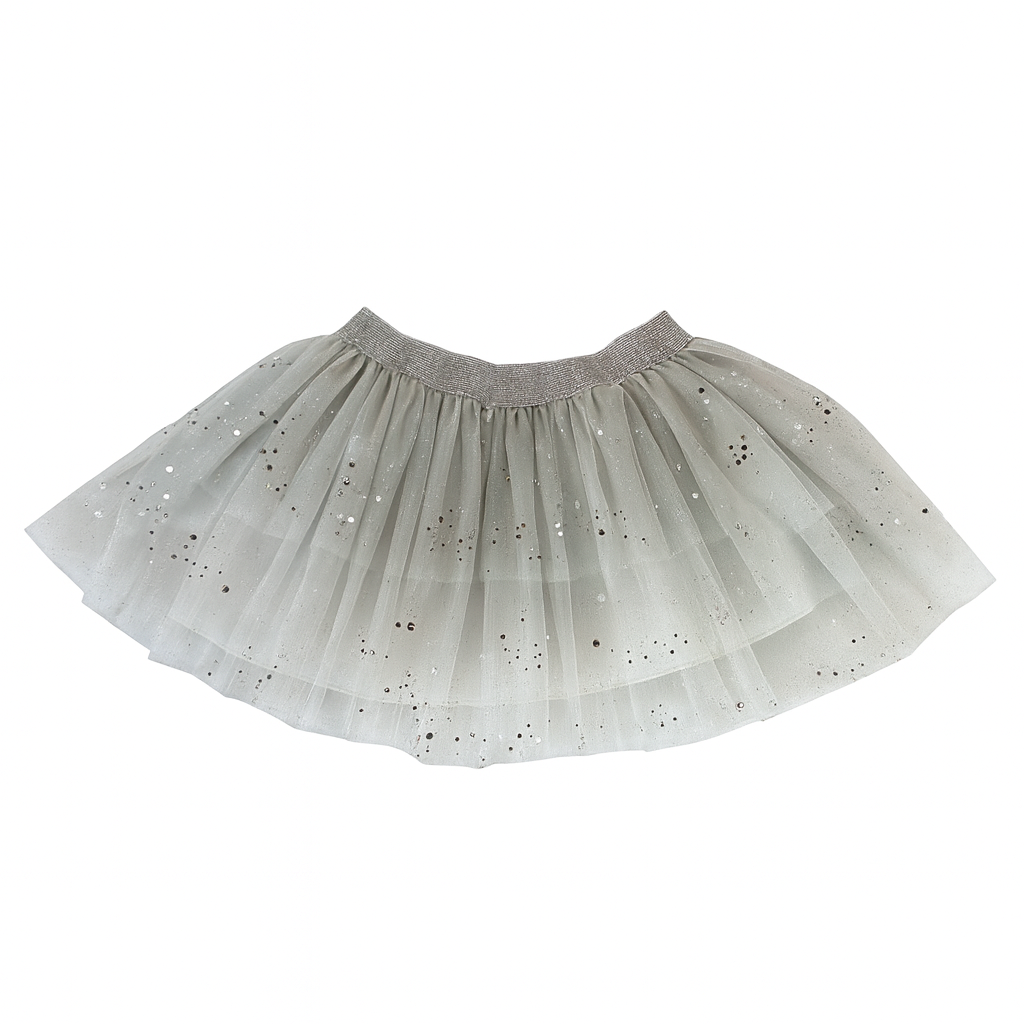 Silver Dots Tutu Skirt تنورة لون فضي