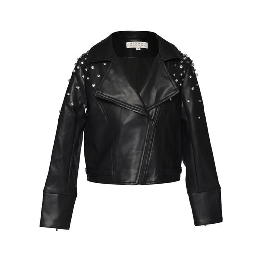 Leather Jacket W/ Stones & Skirt Set طقم جاكيت وتنورة