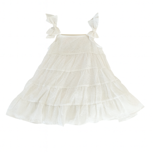 White Floral Sheer Dress فستان لون أبيض