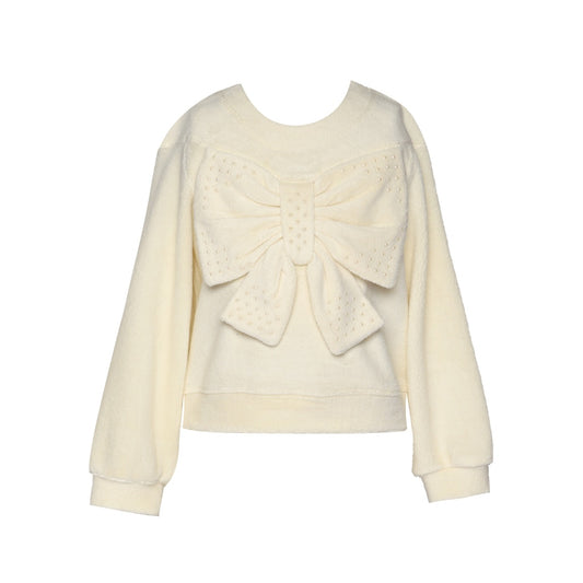 Sherba Bow Top & Faux Gold Leather Skirt طقم بلوزة وتنورة