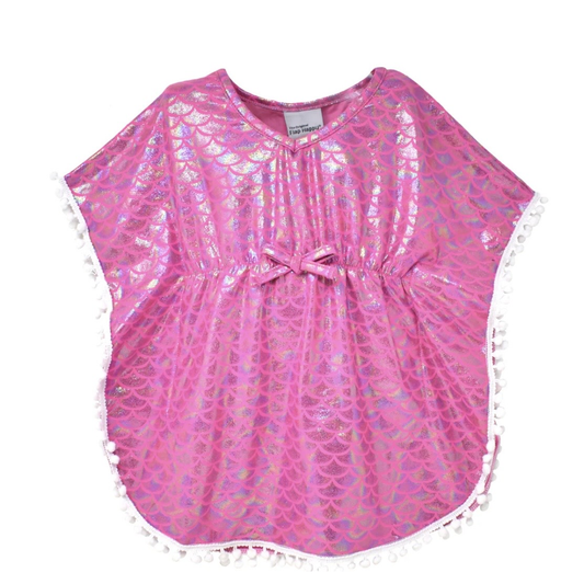 Shiny Pink Scales Kaia Beach Coverup فستان وردي
