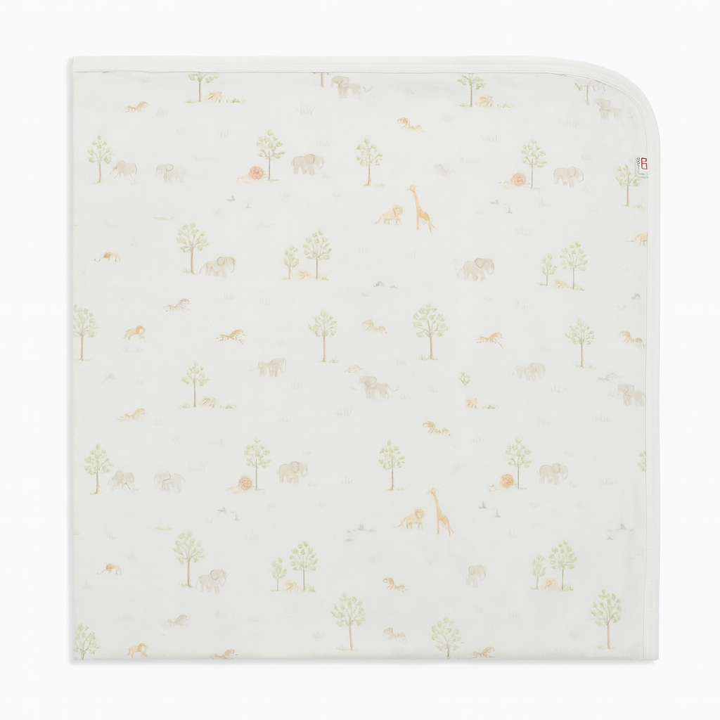 White Safari Blanket بطانية مواليد