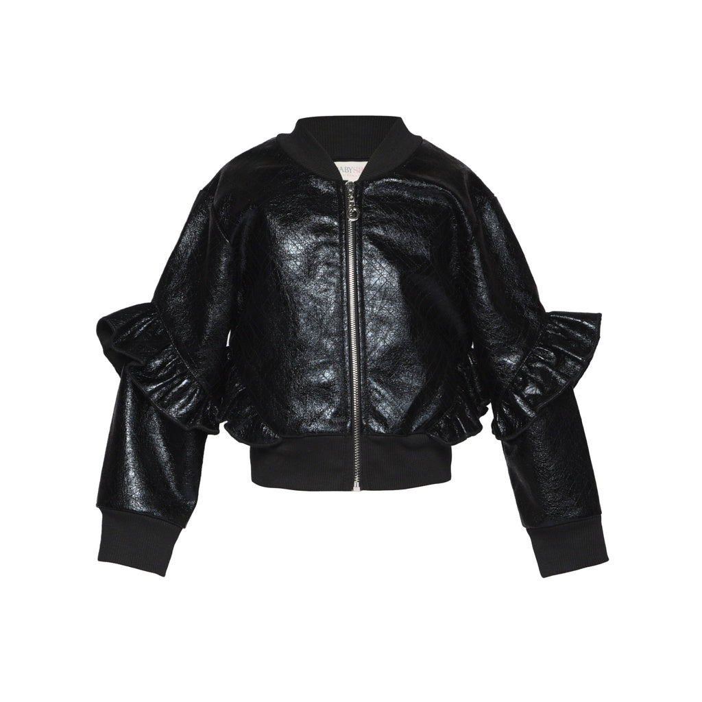 Faux Leather Bomber Jacket And Skirt Set طقم جاكيت وتنورة