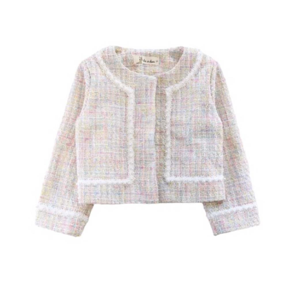 Multi Pearl Trim Tweed Set طقم تنورة وشورت