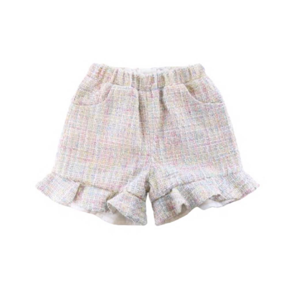 Multi Pearl Trim Tweed Set طقم تنورة وشورت