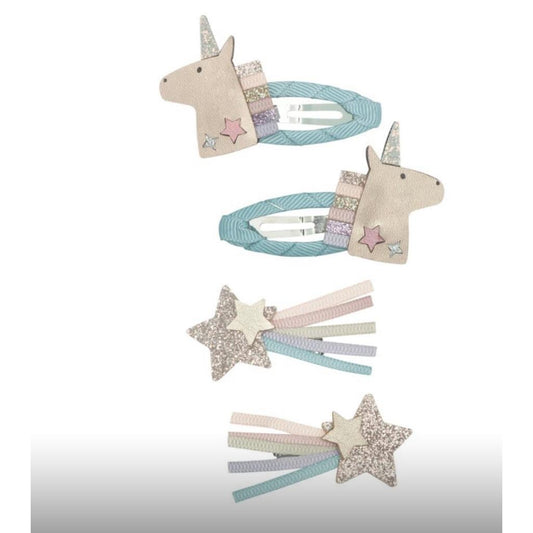 Unicorn clic clacs clips 4 مشبك شعر