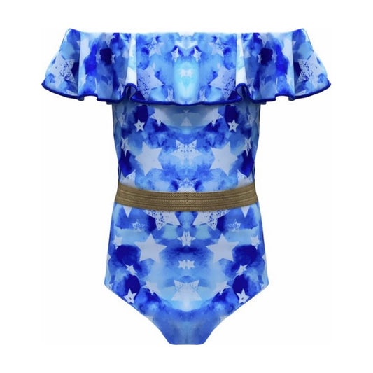 Blue Offshoulder Adults ملابس سباحة