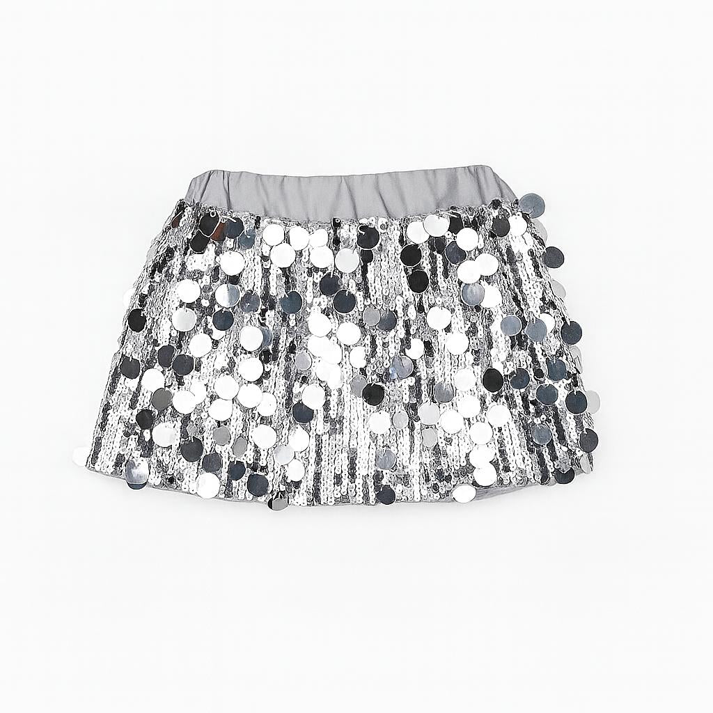 Silver Spangle Skirt تنورة لون فضي