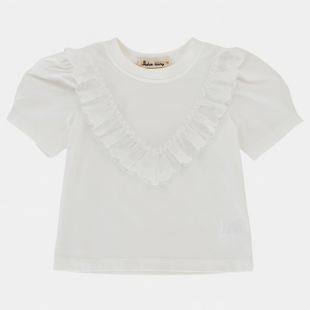 White Lace Top Shirt بلوزة لون أبيض