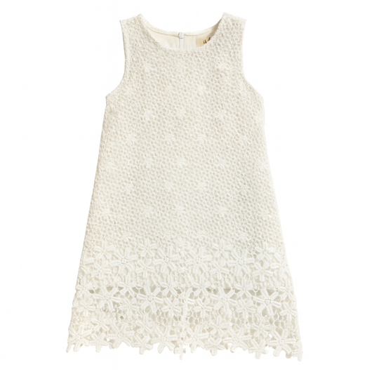 White Slvls Lace Dress With Peekaboo Knee فستان لون أبيض